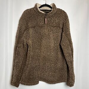 True Grit Hinton & Hinton Sherpa Fleece Half Zip Pullover Brown Size M